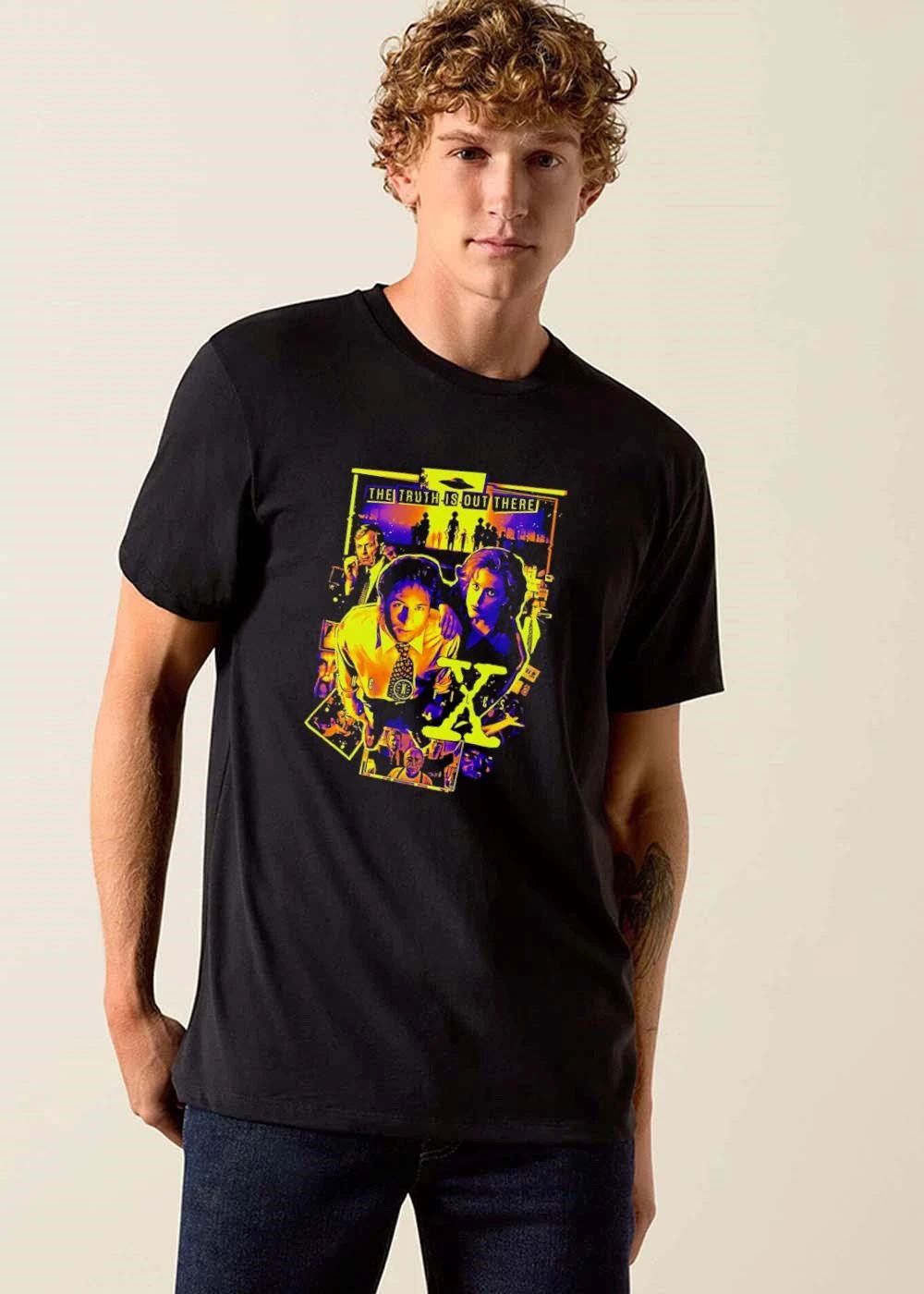 The X Files Truth Is Out There Mulder Scully Ufo Alien Neon Collage shirt