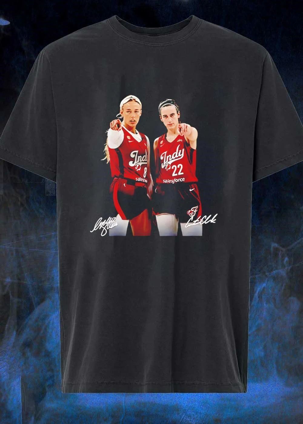 Indiana Fever WNBA Lexie Hull Caitlin Clark Two Basketball Players Pointing Red Jersey Photo shirt