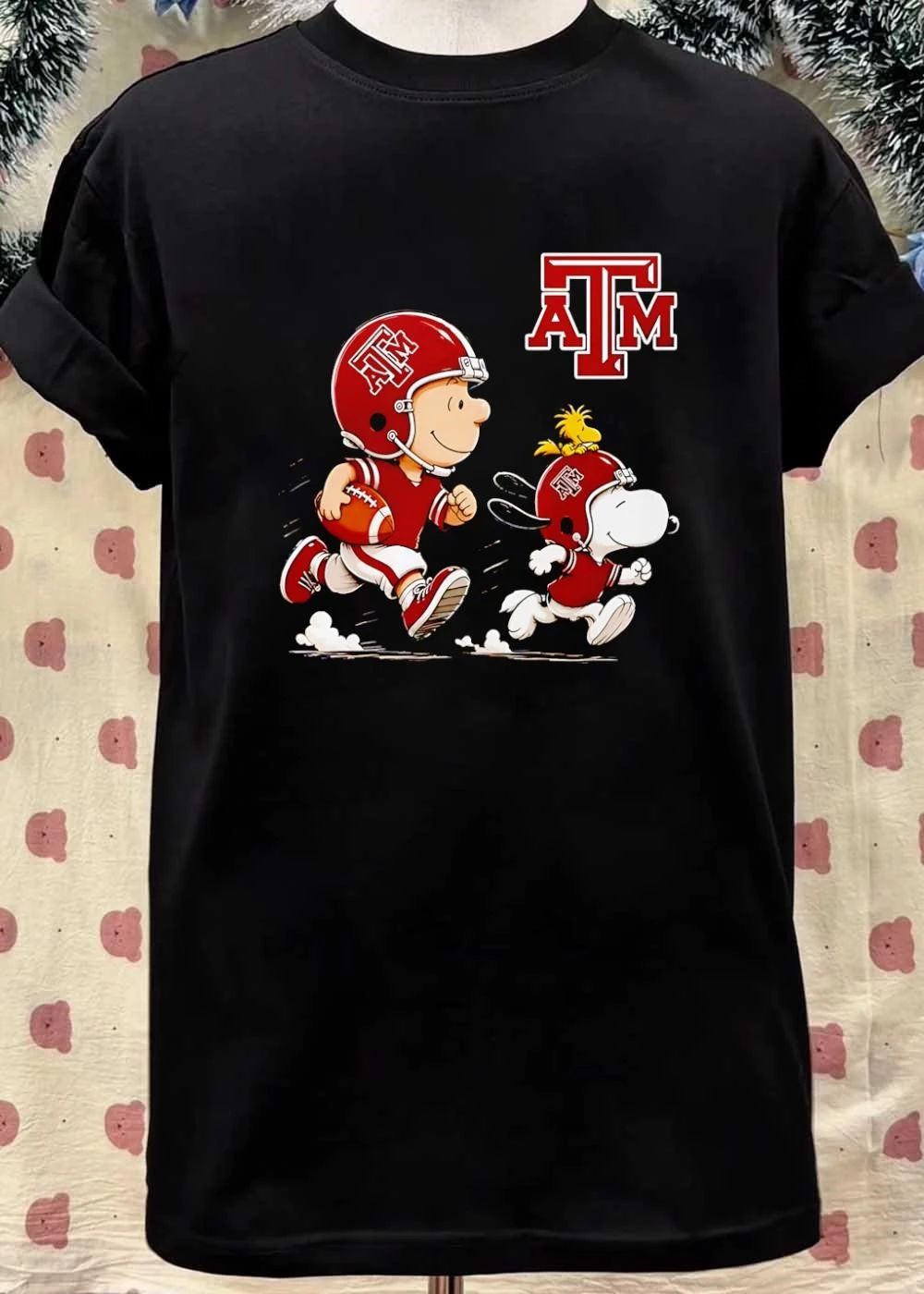 Peanuts Characters Running with Football Texas A&M ATM Shirt