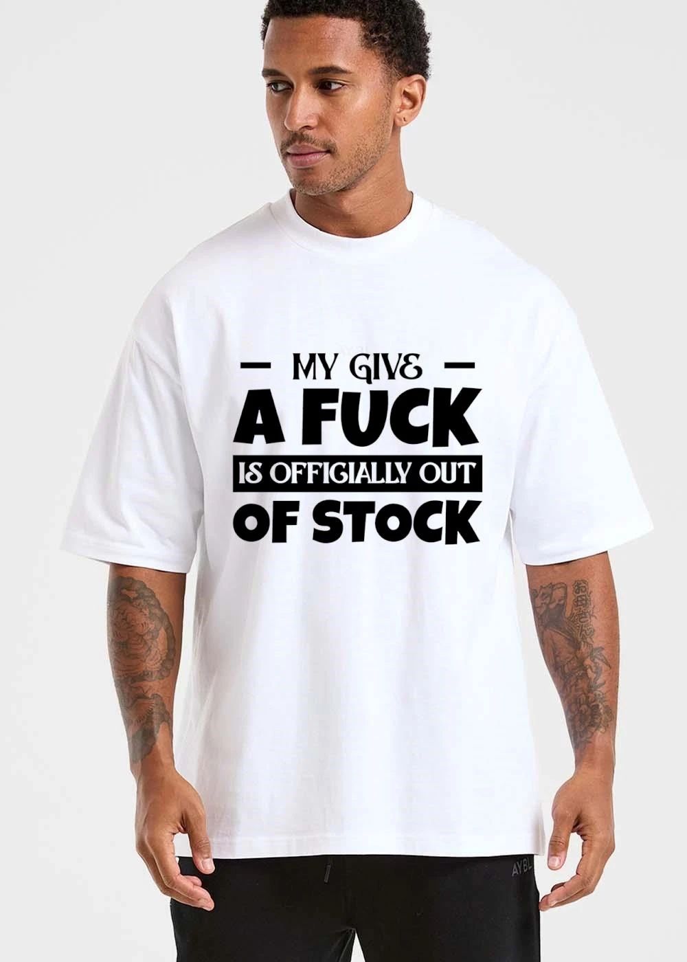 My Give A Fuck Is Officially Out Of Stock Bold Serif Block Text shirt