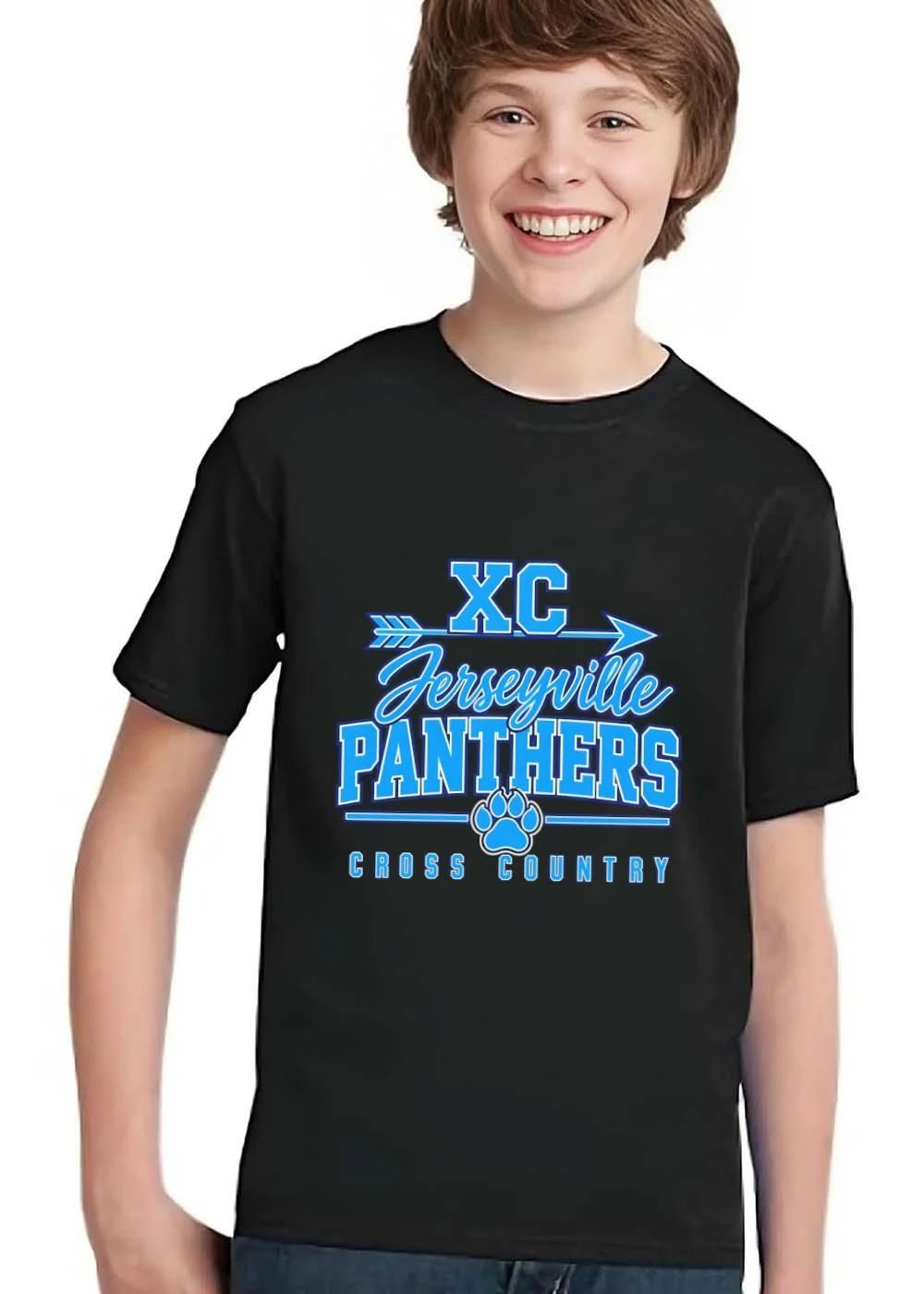 Jerseyville Panthers Xc Cross Country Arrow Light Blue Paw Print shirt