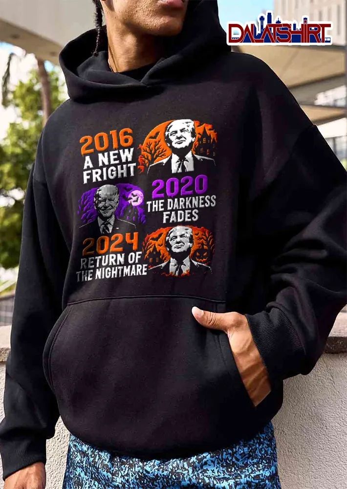 2016 A New Fright 2020 The Darkness Fades 2024 Return Of Nightmare Donald Trump Joe Biden Halloween Portraits shirt