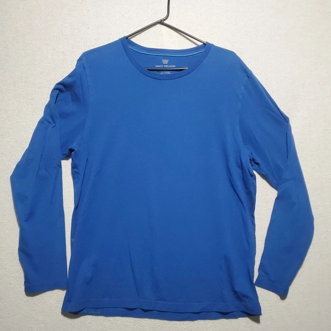 Mack Weldon Shirt XL Pima Cotton Crew Neck Royal Blue Long Sleeve Tee Daily Wear