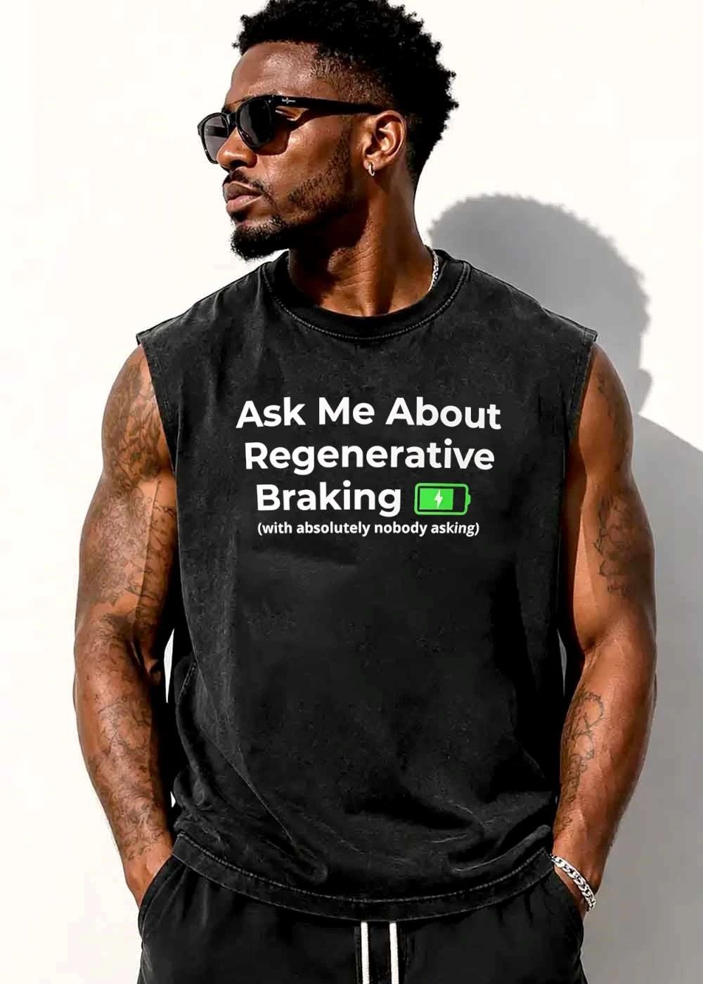 Ask Me About Regenerative Braking With Absolutely Nobody Asking Green Battery Icon Lightning Bolt shirt