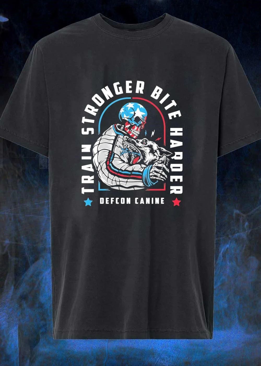 Defcon Canine Train Stronger Bite Harder Skeleton Dog T-Shirt