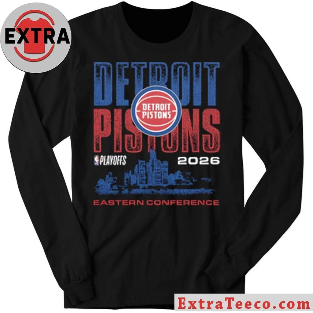 Detroit Pistons Playoffs ’26 Eastern Conference Skyline Logo 2026 T-Shirt