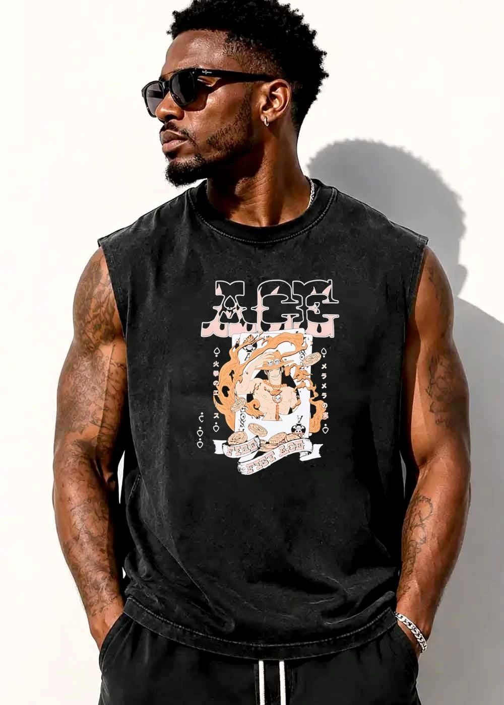 Ace Fire Fist Anime Character Flaming Playing Card Coins shirt