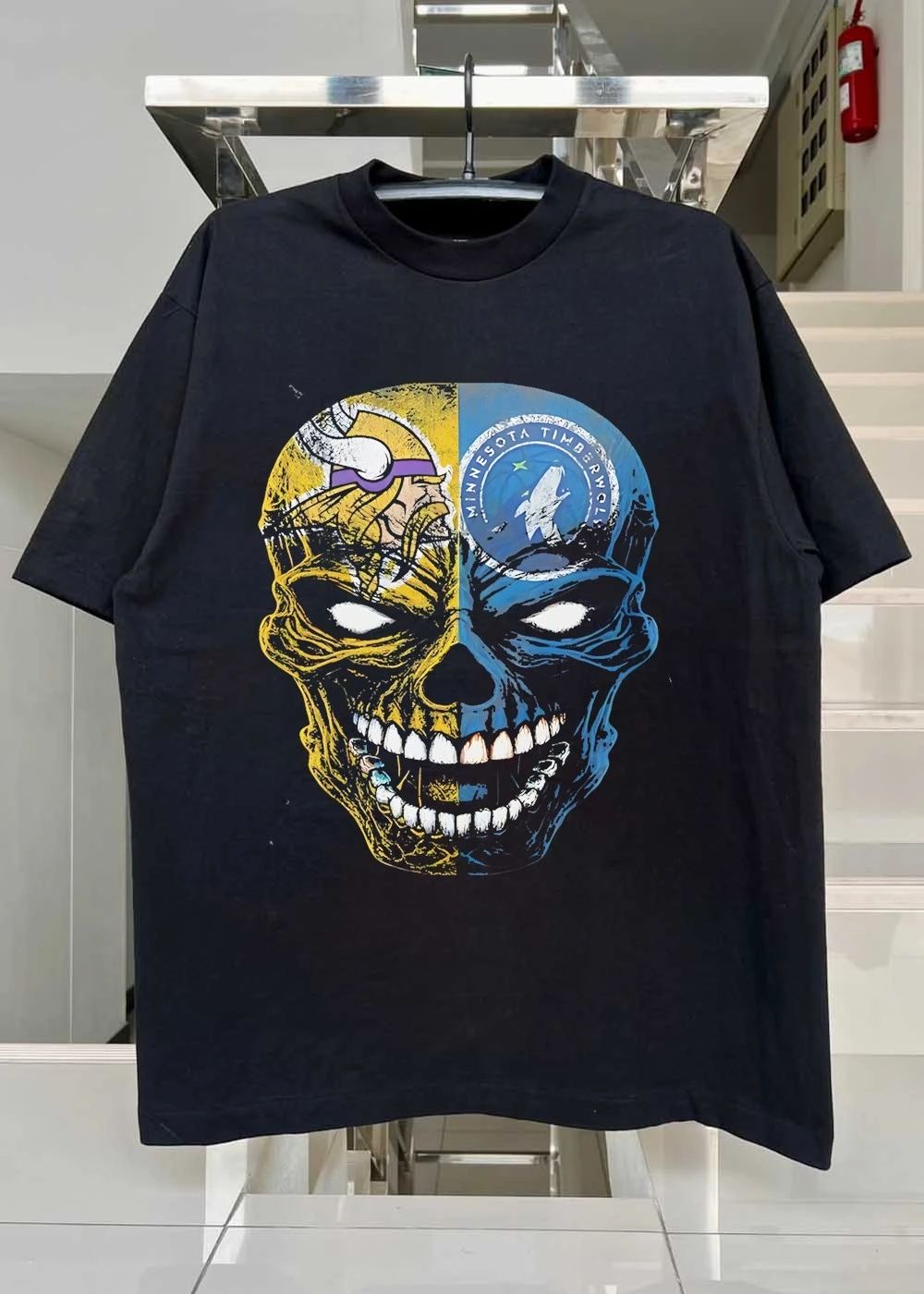 Minnesota Vikings and Timberwolves Skull Logo Fan Art T-Shirt