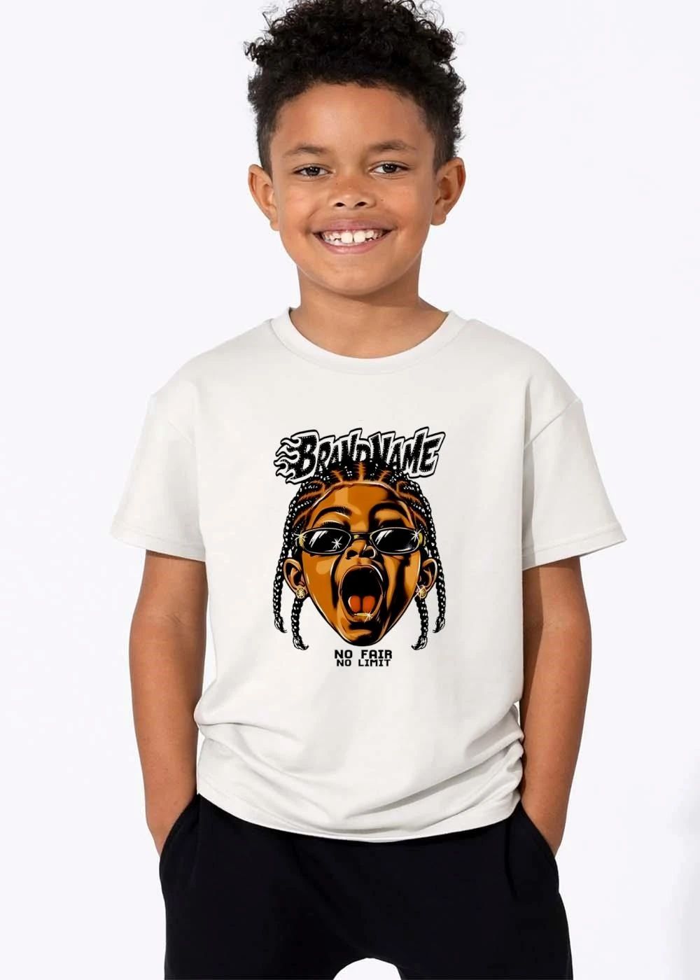 Brandname No Fair Limit Cartoon Screaming Face Braids Sunglasses Grillz shirt