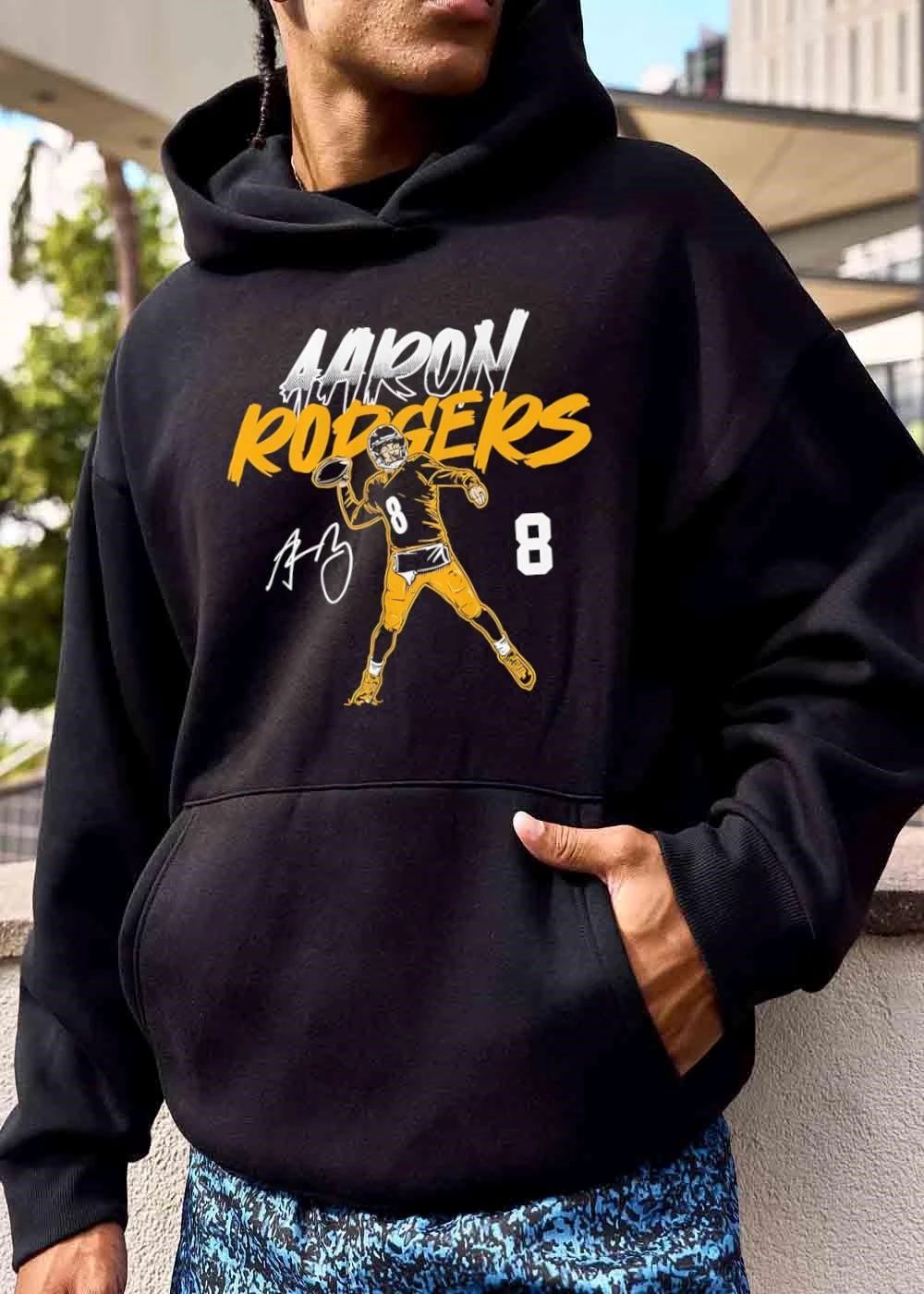 Aaron Rodgers 8 Quarterback Throwing Football Signature Stylized Line Art shirt
