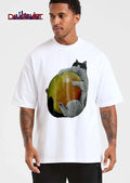 Chubby Sad Black And White Tuxedo Cat Hugging Giant Ripe Mango shirt