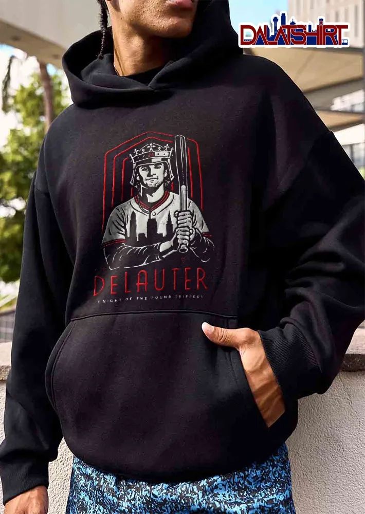 Knight Of The Round Trippers Delauter 24 Crowned Baseball Player Bat City Skyline shirt