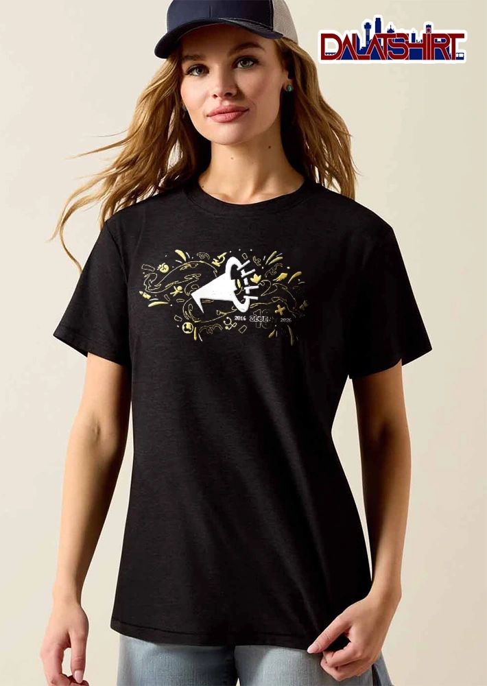 Zevent 2016 2026 10 White Megaphone Logo Gold Doodle Icons shirt