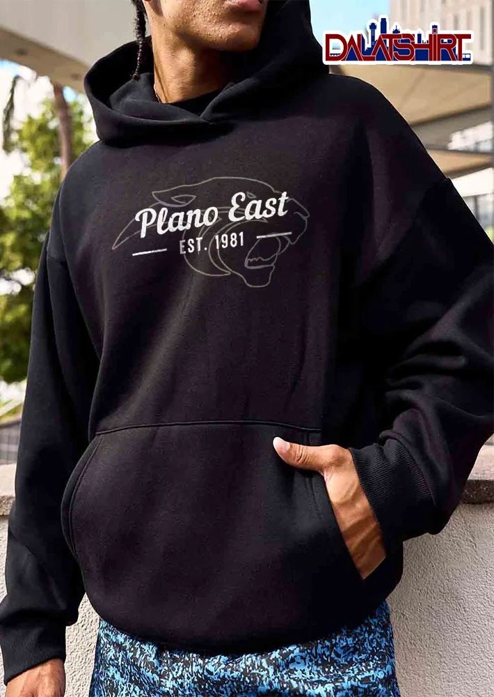 Plano East Est 1981 Panther Head Outline Line Art Distressed shirt