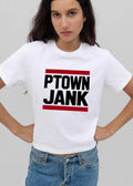 Ptown Jank Stacked Bold Block Lettering Red Horizontal Bars shirt
