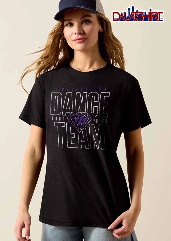 Majestics Dance Four Points Team Diamond Gemstone Outline Purple Outline Font shirt