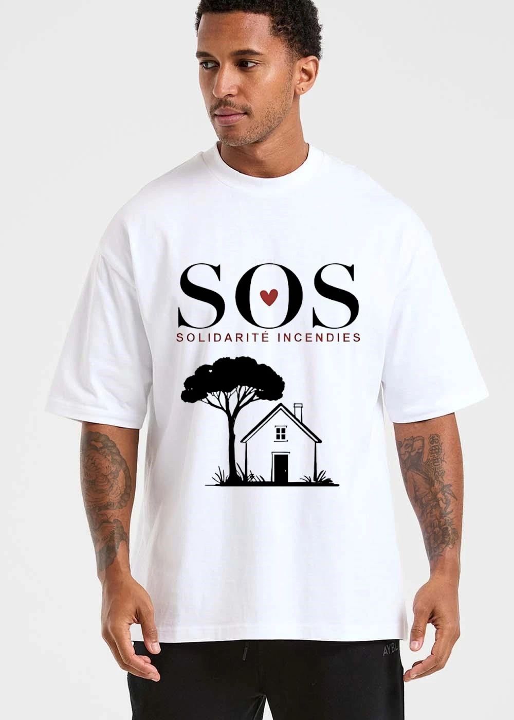 Sos Solidarite Incendies Red Heart Pine Tree House shirt