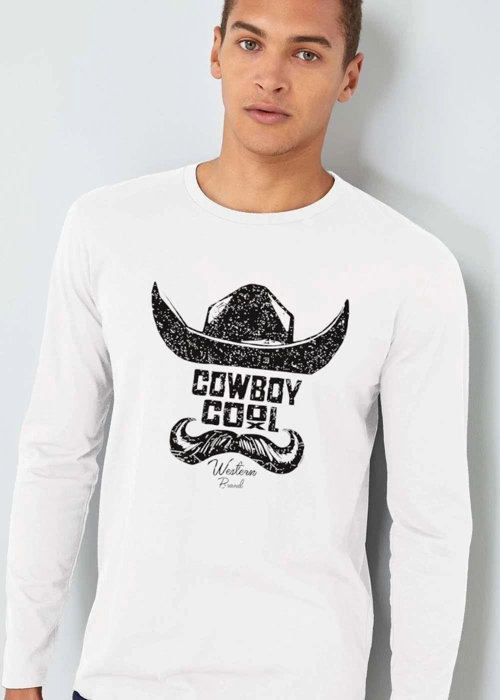 Western Brand Cowboy Hat Handlebar Mustache Distressed Line Art shirt