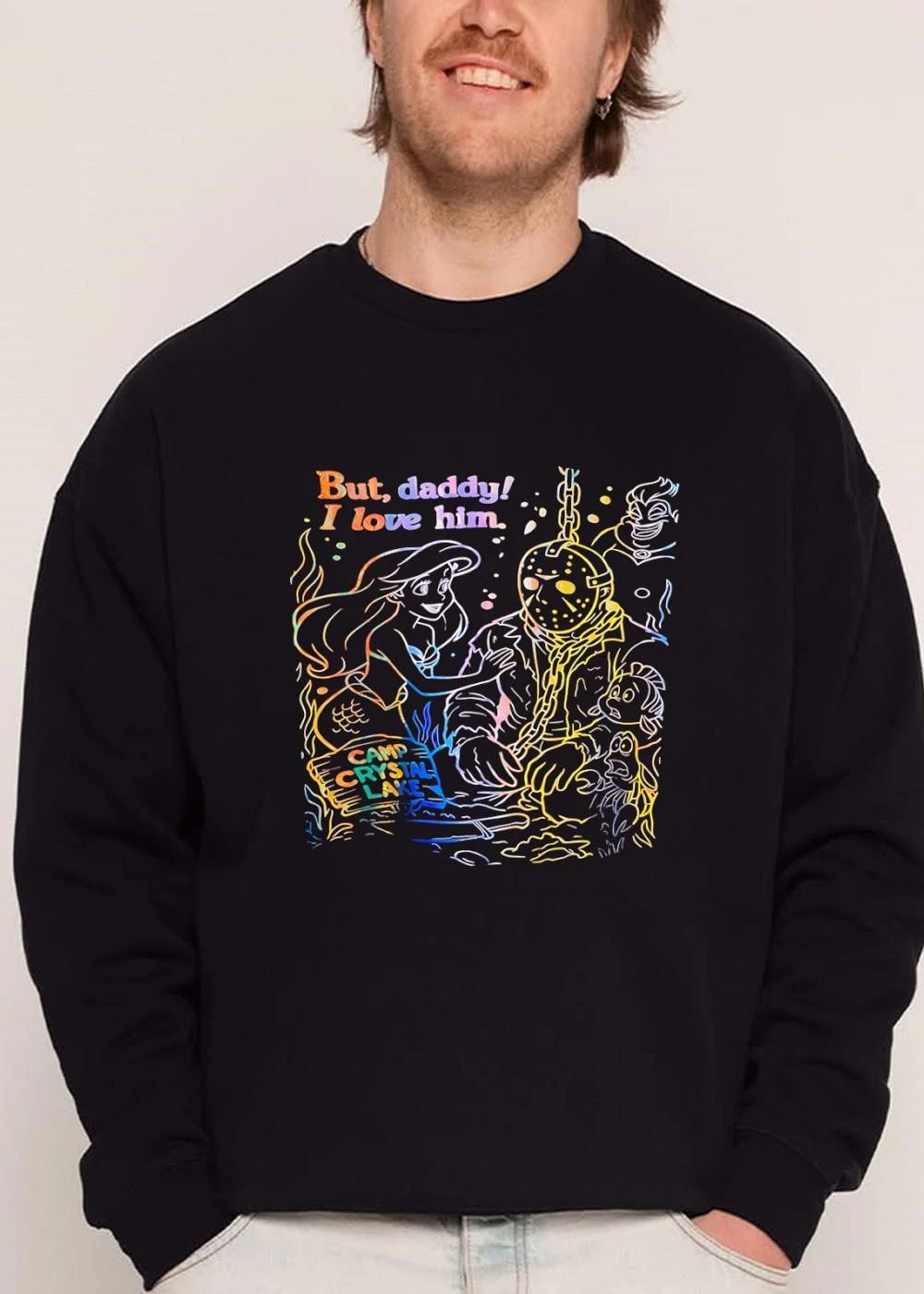 But Daddy I Love Him Camp Crystal Lake Ariel Mermaid Jason Voorhees Underwater Rainbow Line Art shirt