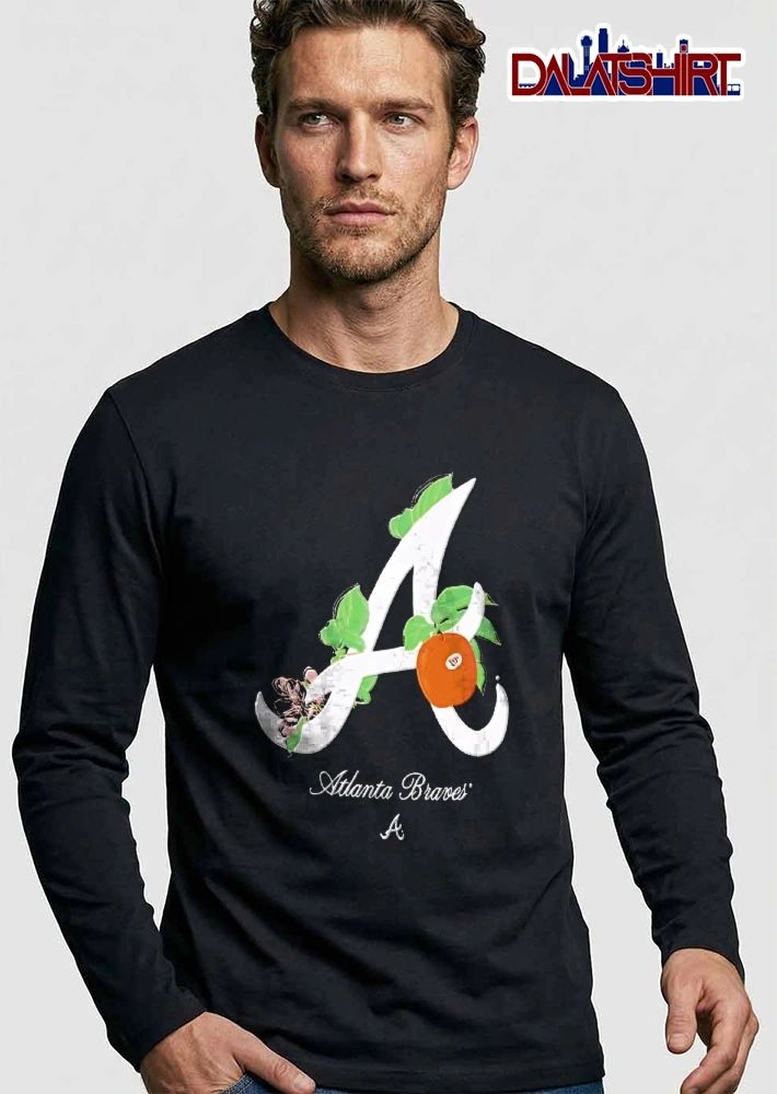 Atlanta Braves MLB Script Letter A Peach Blossom Leaves shirt