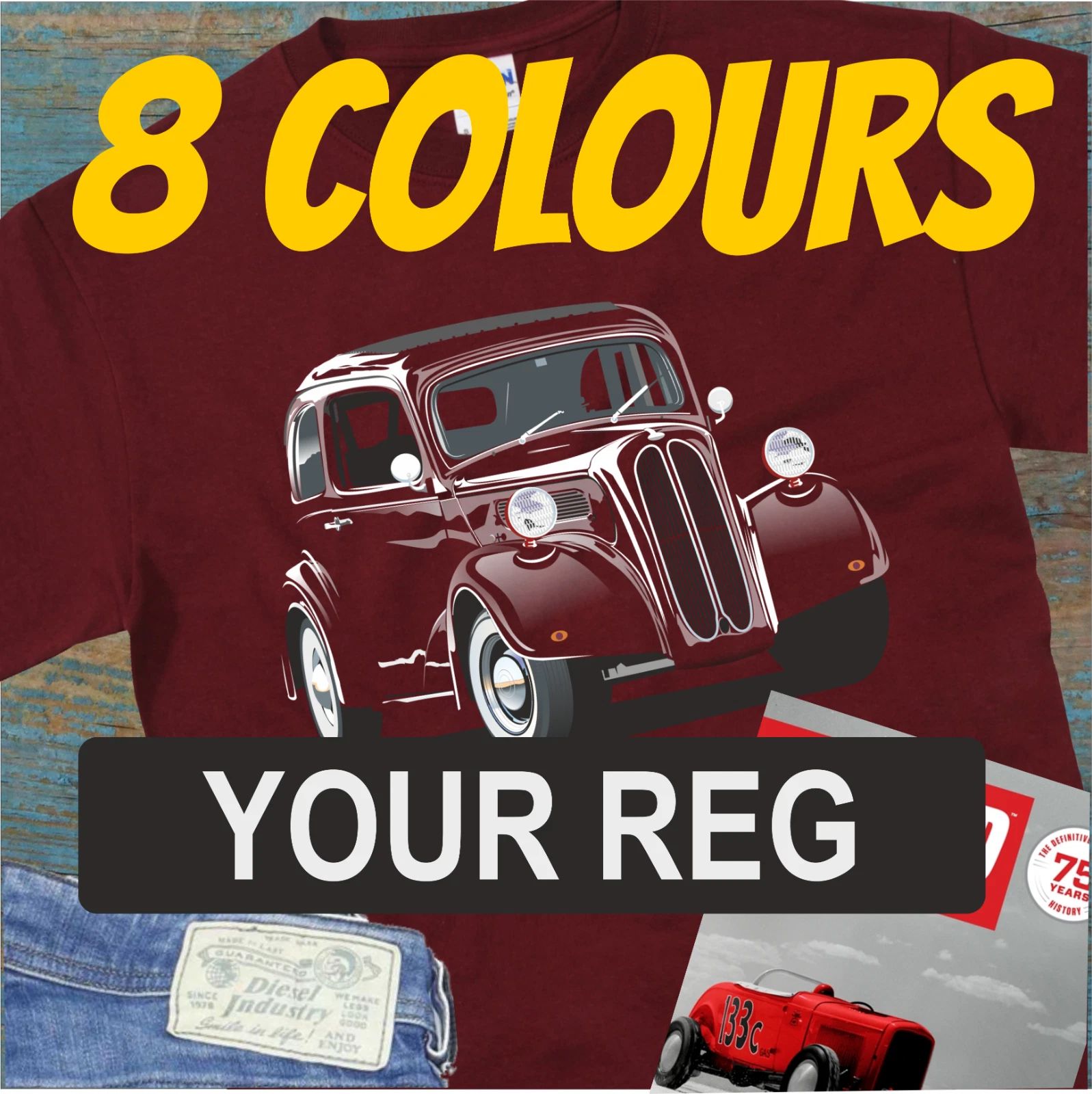 Ford Pop / Anglia T Shirt Classic Car Hotrod Vintage Retro Tee Fathers Day