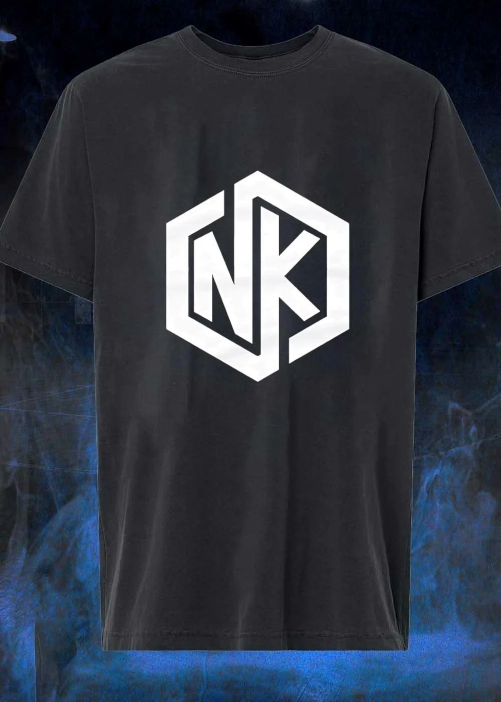 NK Logo Minimalist White Marble Effect Unisex Graphic T-Shirt