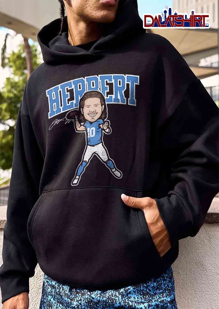 Herbert Signature Cartoon Caricature Player Throwing Football Number 10 shirt