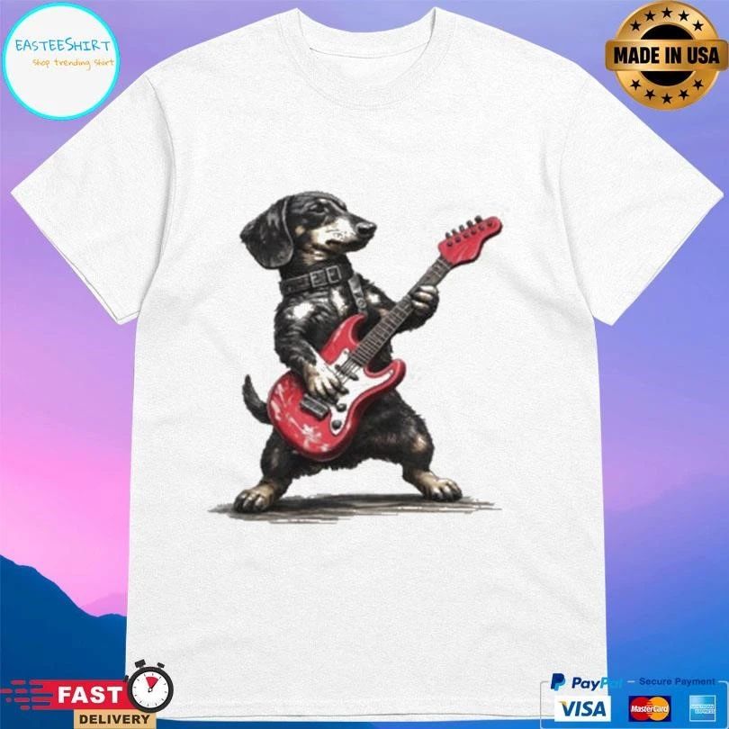 Dachshund Dog Playing Guitar T-shirts