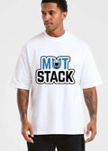 Mut Stack Blue Text Horseshoe Podcast Microphone Icon White Outline shirt