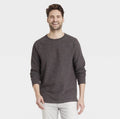 Men's Long Sleeve Textured Crewneck T-Shirt Goodfellow & Co Dark Brown Pullover