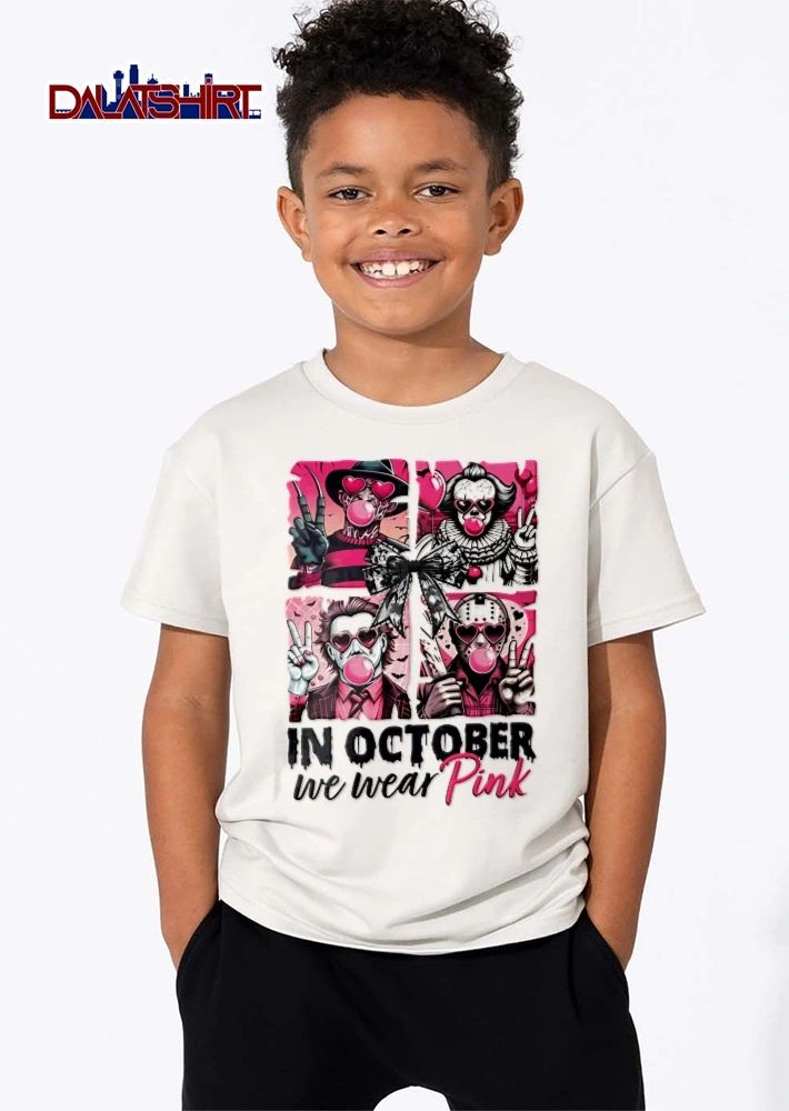 In October We Wear Pink Horror Villains Heart Sunglasses Bubble Gum Black Bow shirt