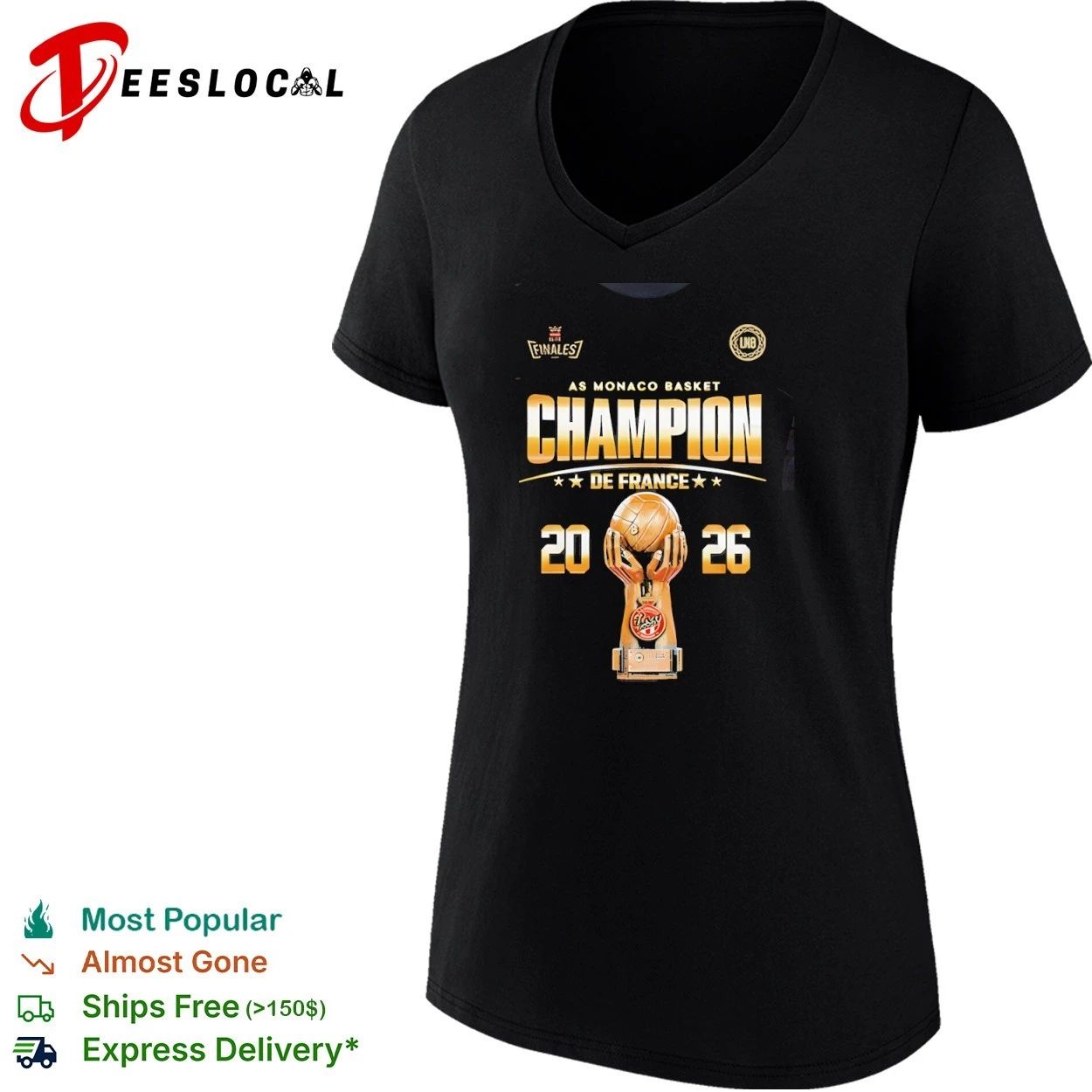 AS Monaco Basket Champion de France 2026 AS Monaco Basket French League Champions T-shirt