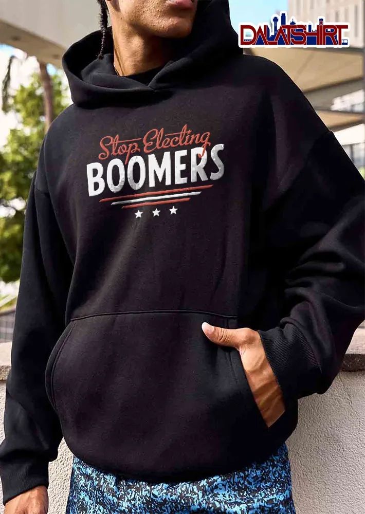 Stop Electing Boomers Red White Stripes Three Stars Script shirt