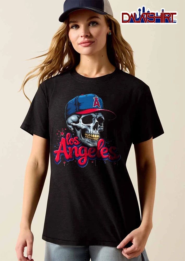 Los Angeles Angels MLB Skull Wearing Baseball Cap Gold Teeth Graffiti shirt