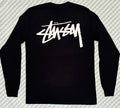 Stussy Basic Long Sleeve Logo Black Tee Mens Size S