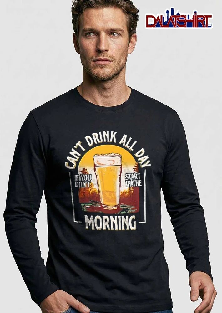 Cant Drink All Day If You Dont Start In The Morning Pint Beer Glass Sunset Retro shirt
