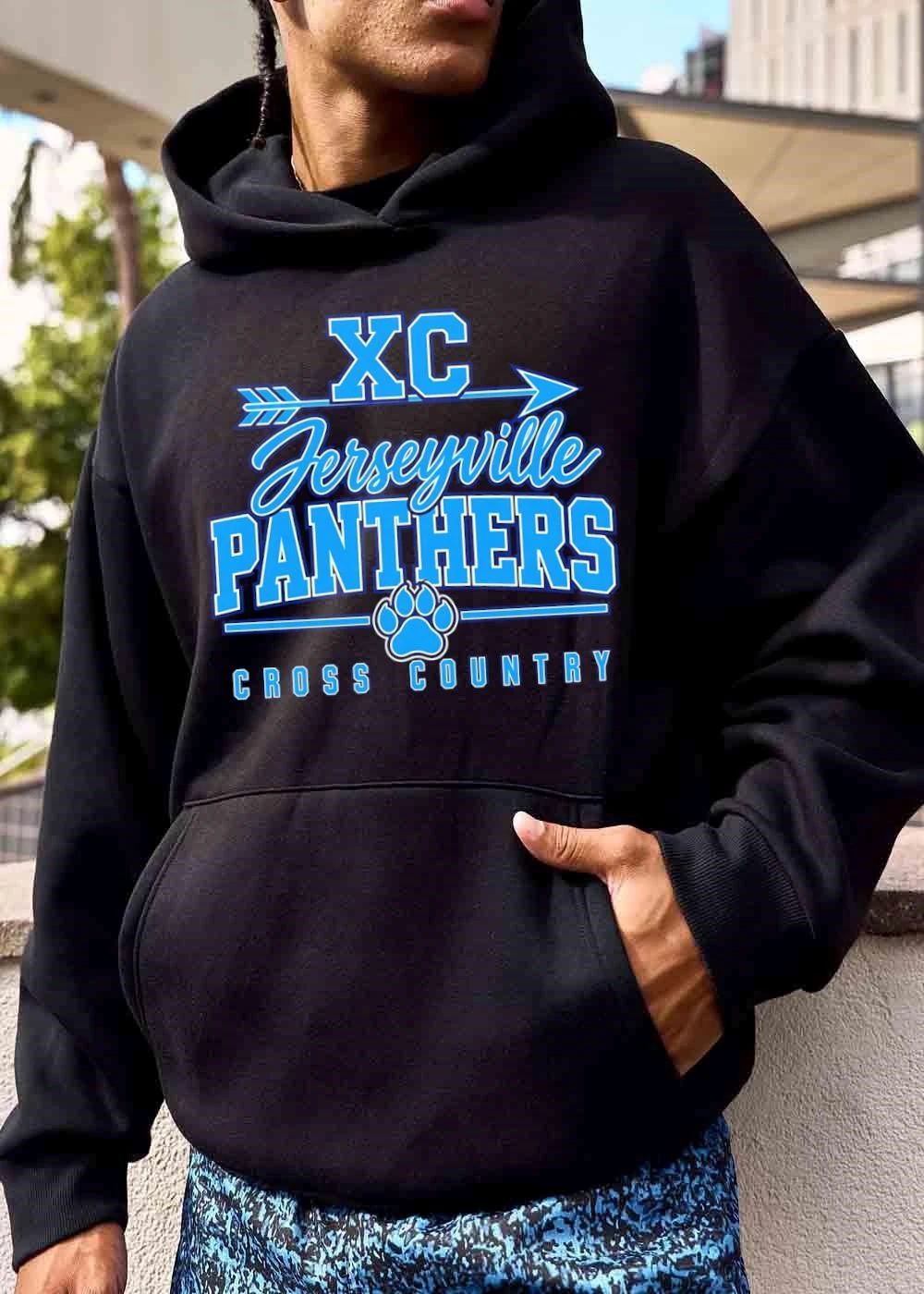Jerseyville Panthers Xc Cross Country Arrow Light Blue Paw Print shirt