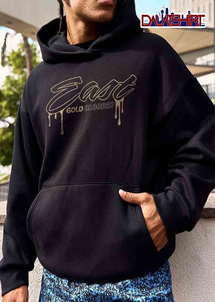 East Gold Blooded Metallic Dripping Cursive Script Typography Drips shirt