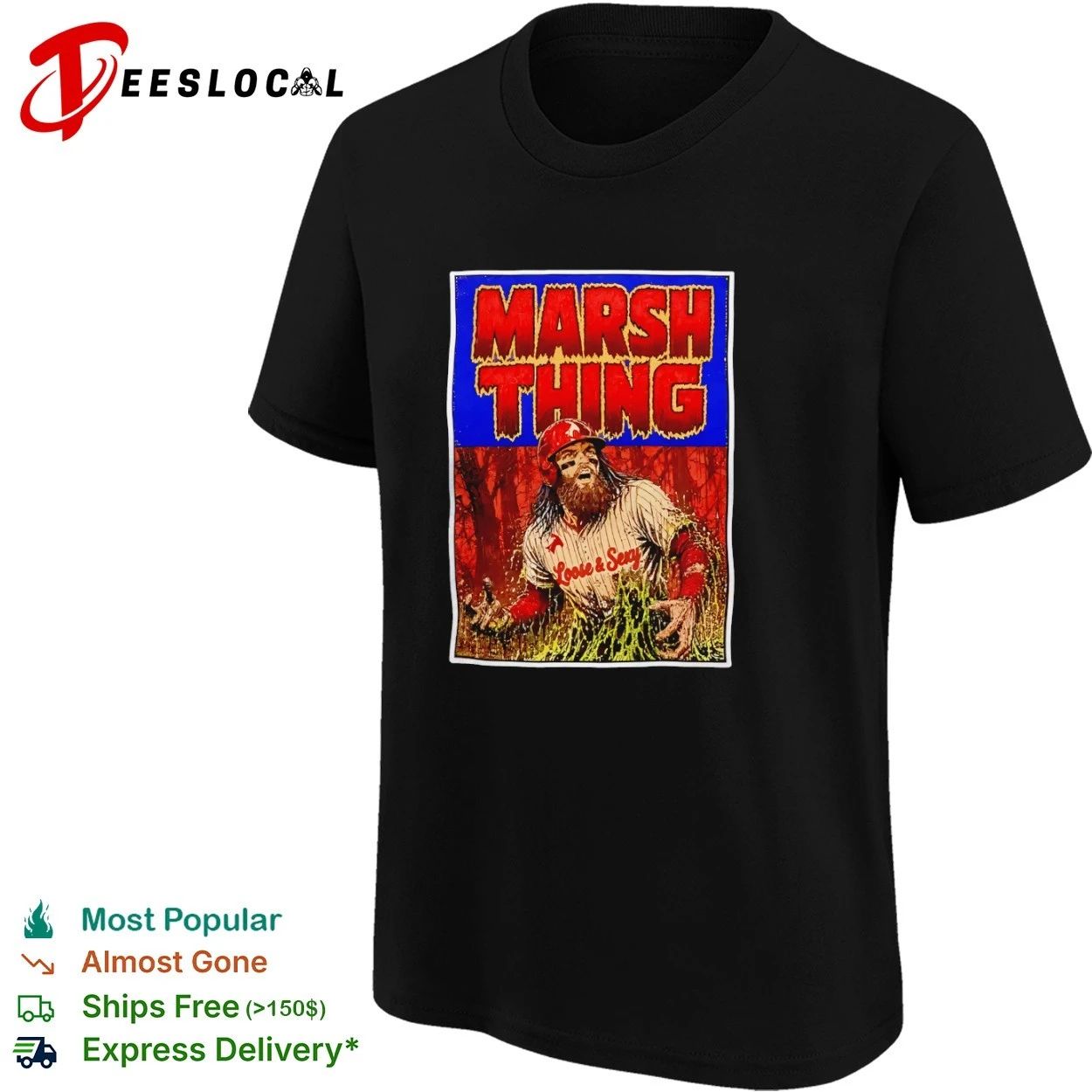 Marsh Thing Philadelphia Phillies MLB 2026 Horror Comic Book Cover Parody T-shirt