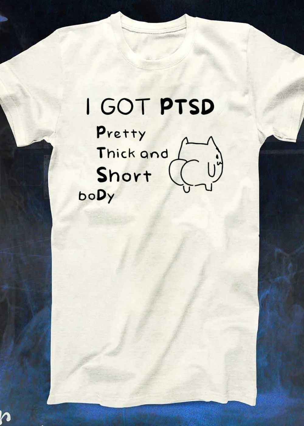 I Got Ptsd Pretty Thick And Short Body Cartoon Cat Big Butt Line Art shirt