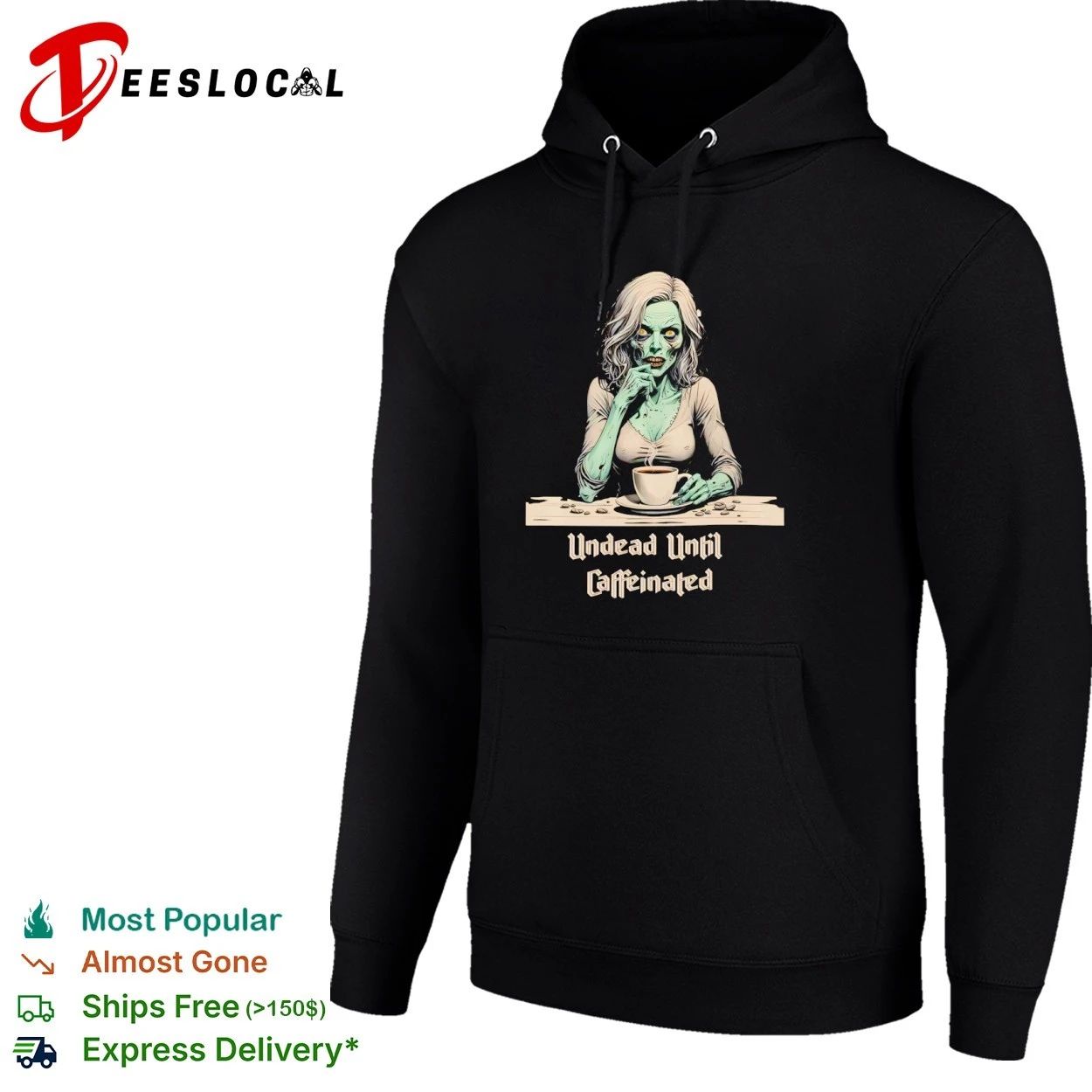 Undead Until Caffeinated Zombie Coffee Lover T-shirt