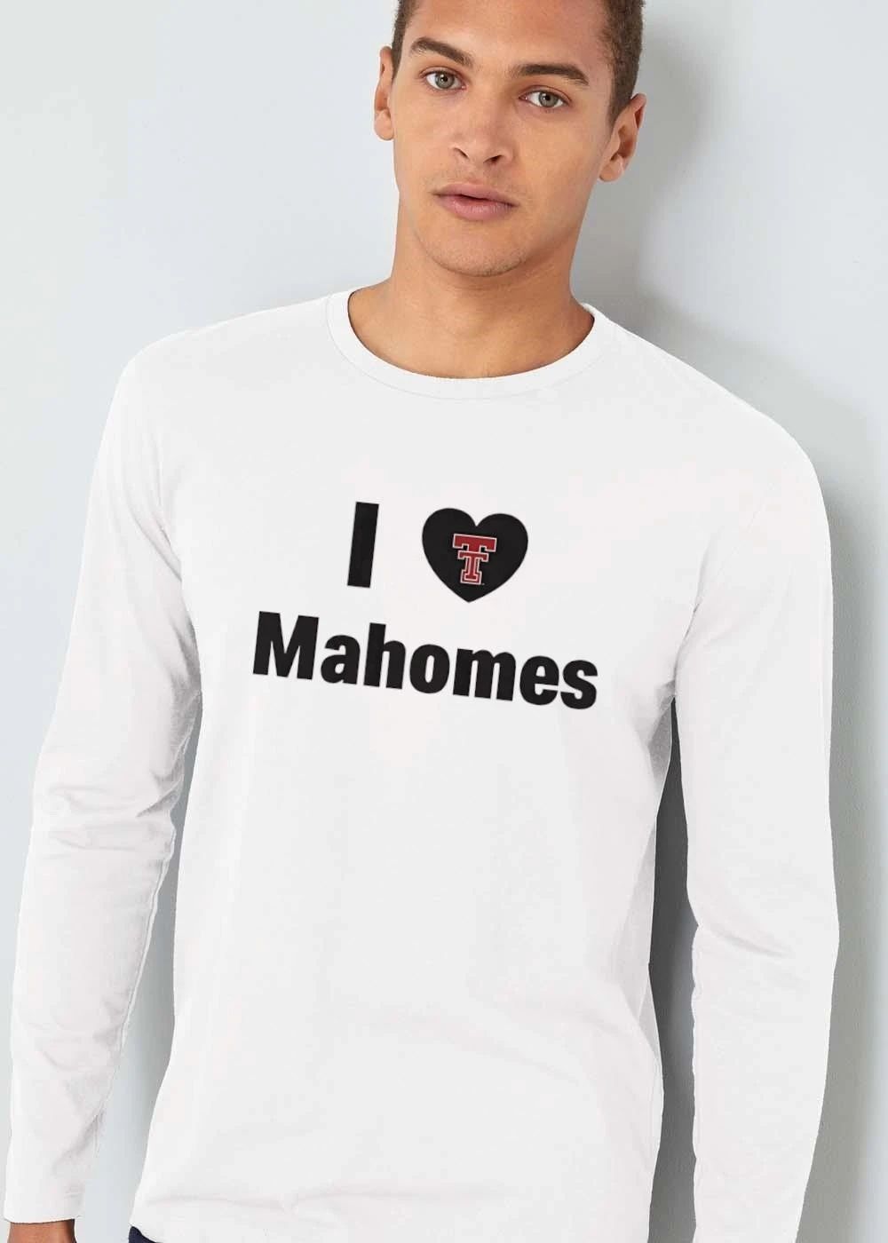 Texas Tech Red Raiders NCAA I Love Mahomes Black Heart Double T Logo shirt
