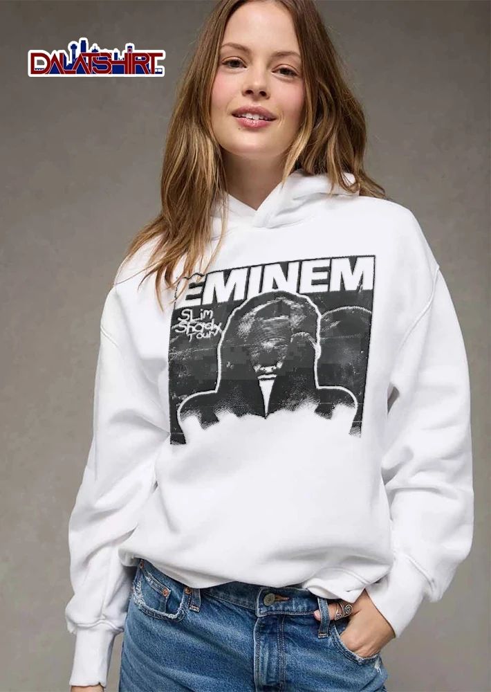 Eminem Slim Shady Tour Hooded Figure Halftone Silhouette Distressed shirt