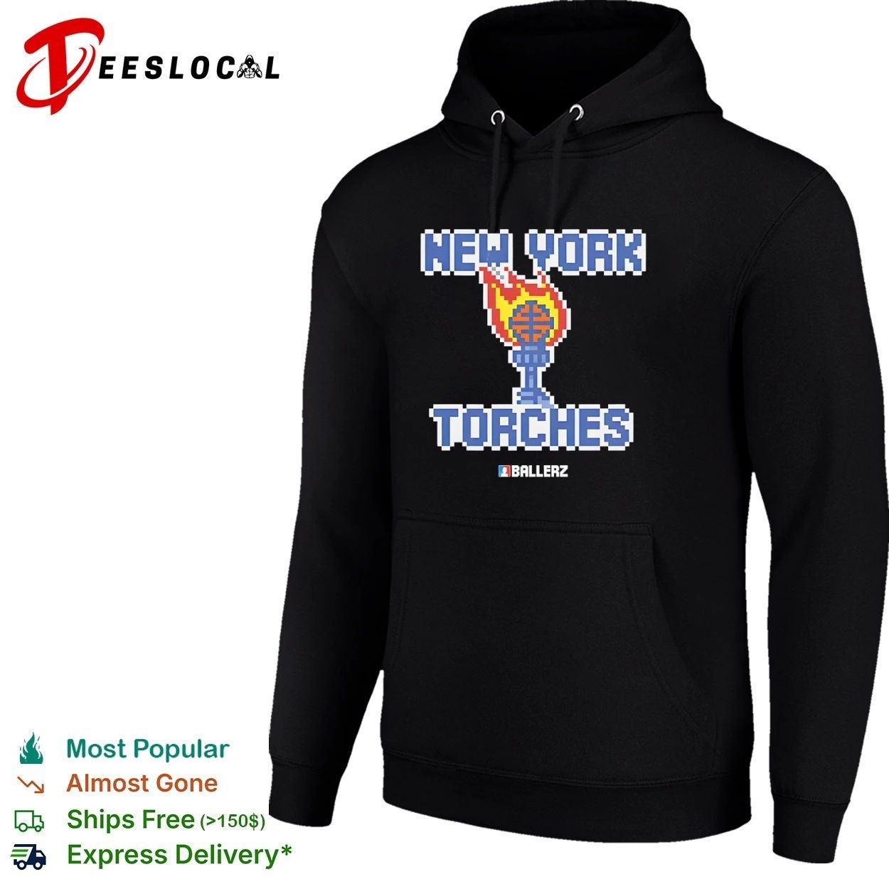 Ballerz New York Torches basketball pixel art T-shirt