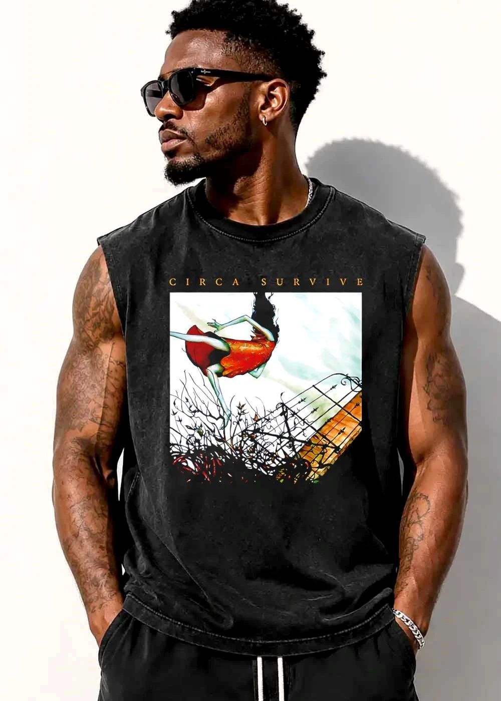 Circa Survive Longhaired Woman Falling Over Spiked Fence shirt
