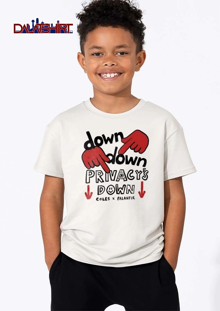Coles X Palantir Down Privacys Red Pointing Hands Eye Smiley Cartoon shirt