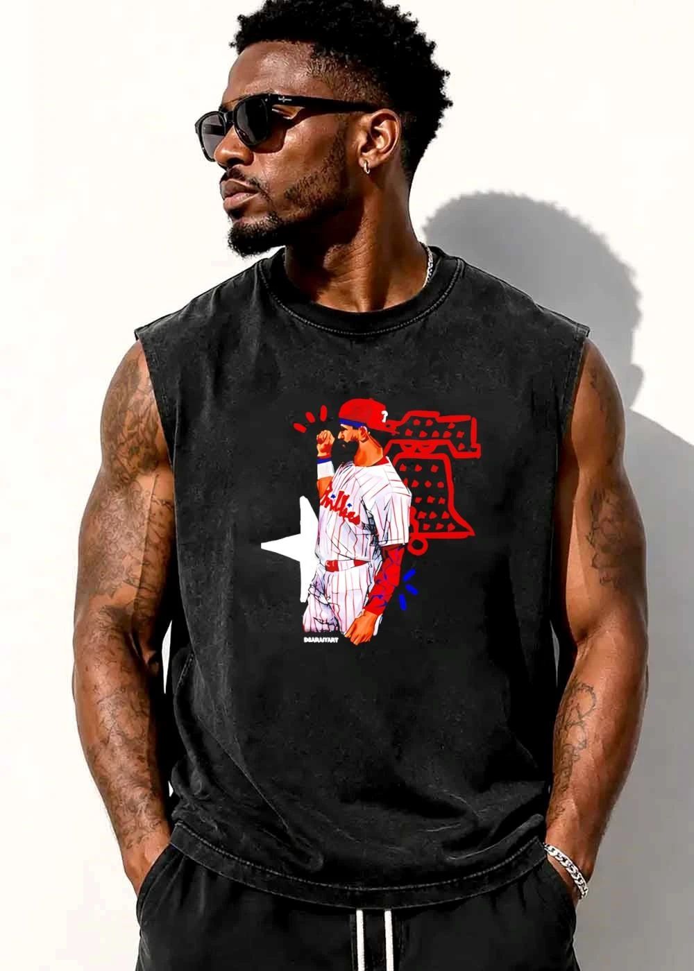 Philadelphia Phillies MLB Diarnyart Bearded Player Fist Raised Liberty Bell shirt