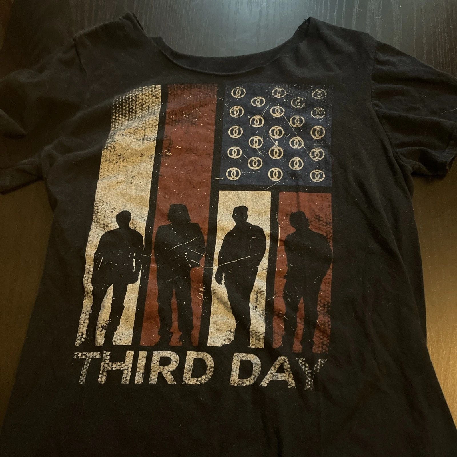 third day, Black, Concert T-shirt , With Red, White Stripes, Blue Corner, szS