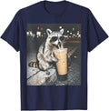 Raccoon Drinking Iced Coffee Funny Animal Meme Unisex T-Shirt