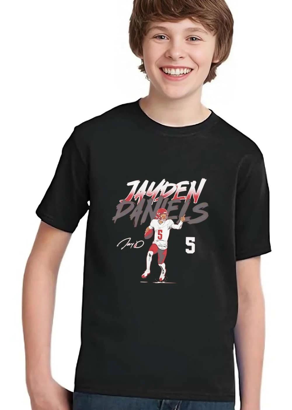 Jayden Daniels Jay D Vector Football Player Running Pointing Jersey Number 5 shirt